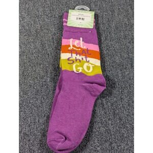 Funatic Let That Shit Go Crew Socks Purple Striped Mens 6-11 Womens 7.5-12